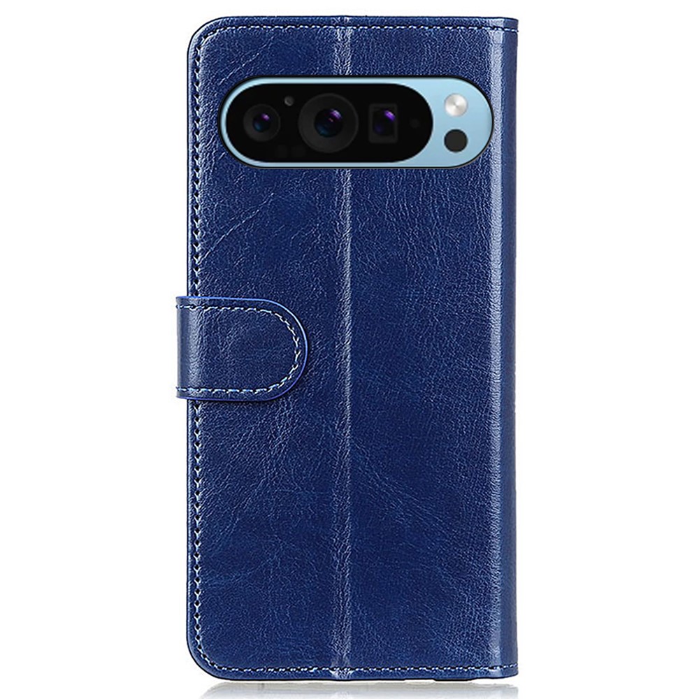  Google Pixel 10/10 Pro / 9/9 Pro Fodral Crazy Horse Läder Blå