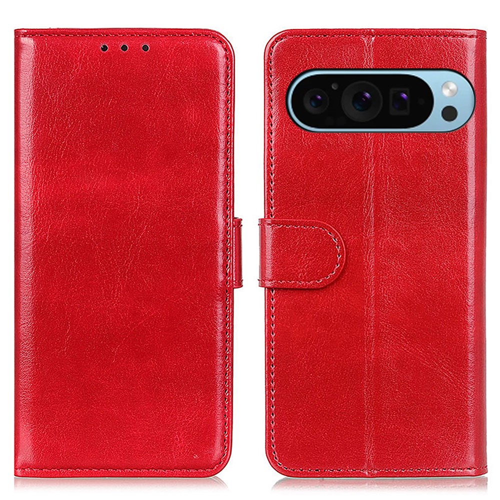  Google Pixel 10/10 Pro / 9/9 Pro Fodral Crazy Horse Läder Röd