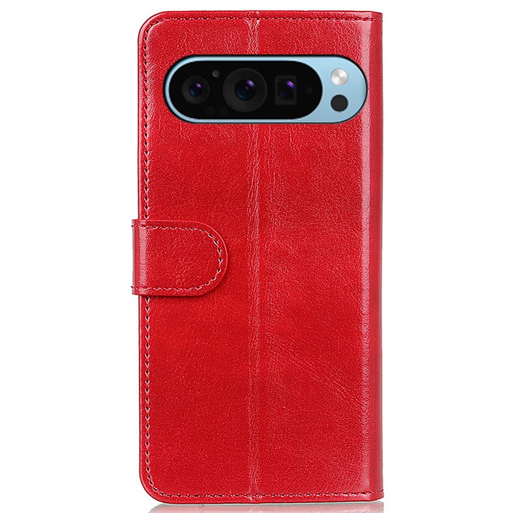  Google Pixel 10/10 Pro / 9/9 Pro Fodral Crazy Horse Läder Röd