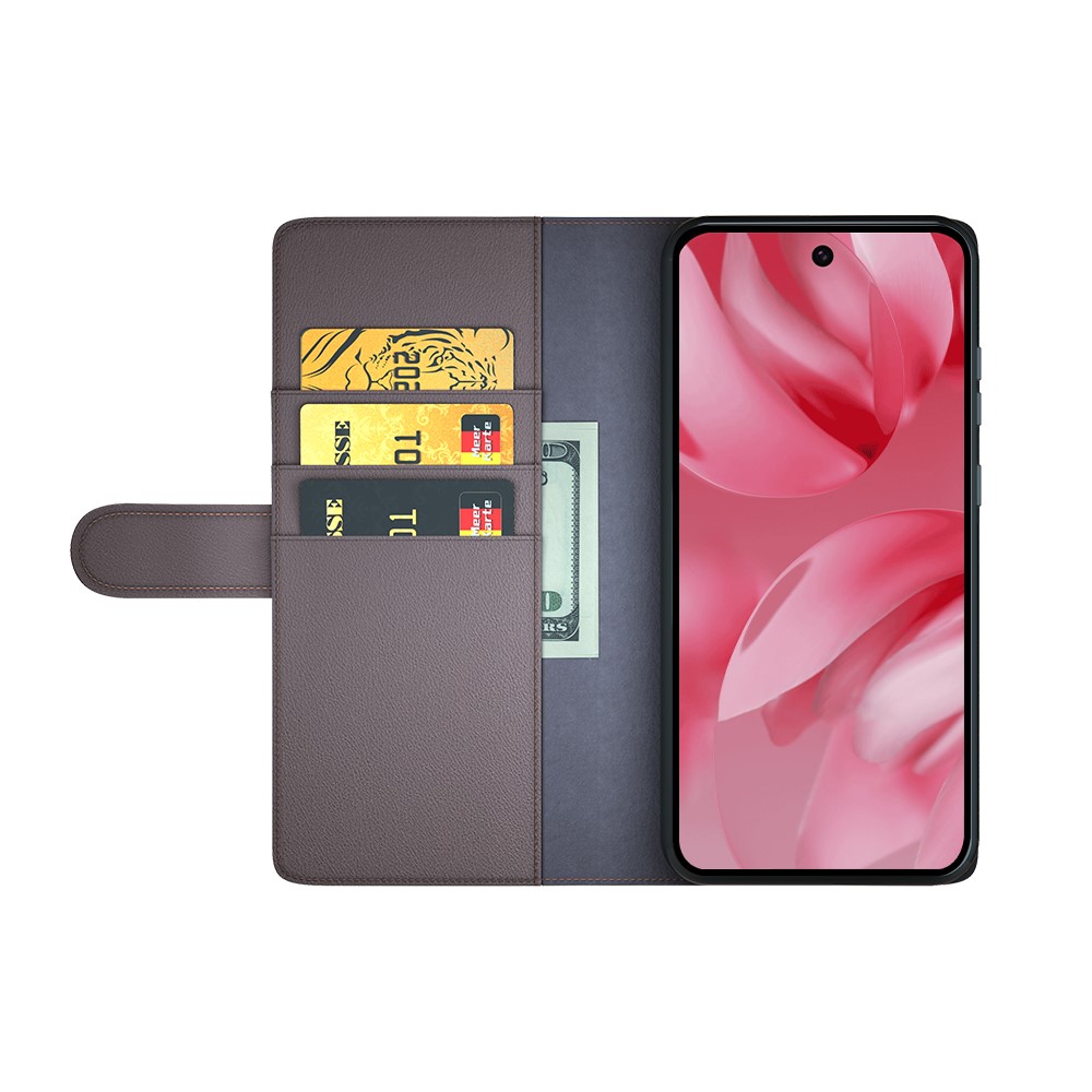  Google Pixel 10 Fodral Premium Äkta Läder Brun