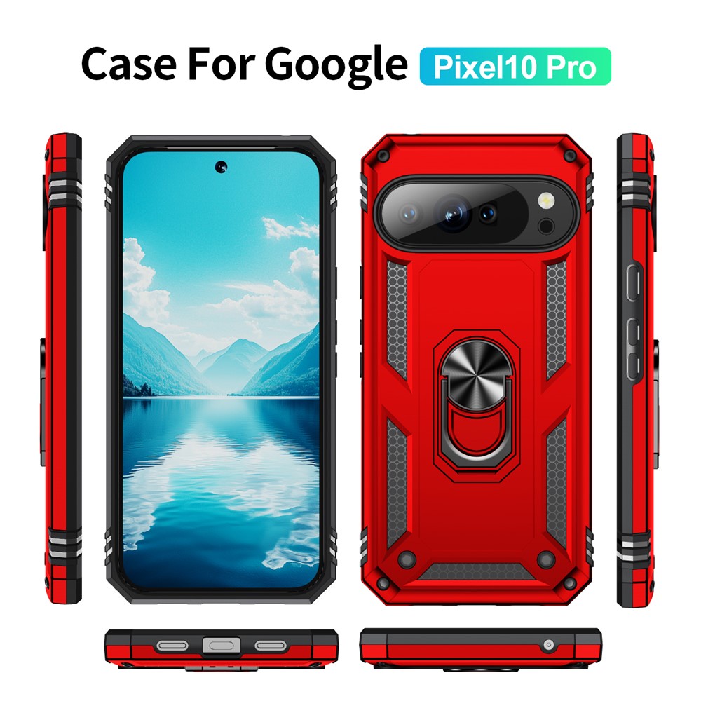  Google Pixel 10 / 10 Pro Skal Armor Ring Hybrid Röd