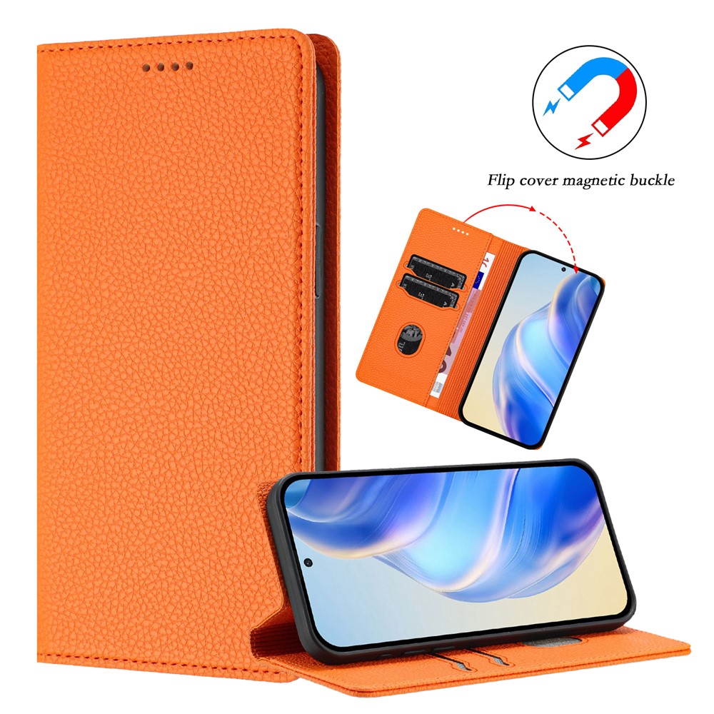  Google Pixel 10/10 Pro / 9/9 Pro Fodral RFID Litchi Läder Orange
