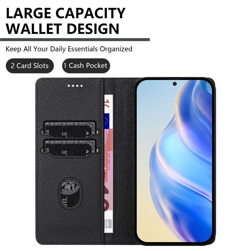  Google Pixel 10/10 Pro / 9/9 Pro Fodral RFID Litchi Läder Svart