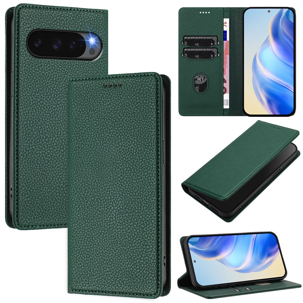  Google Pixel 10/10 Pro / 9/9 Pro Fodral RFID Litchi Läder