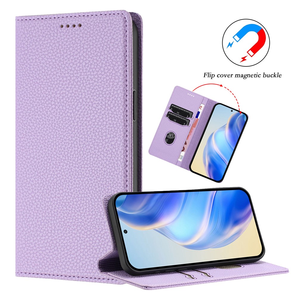  Google Pixel 10/10 Pro / 9/9 Pro Fodral RFID Litchi Läder Lila