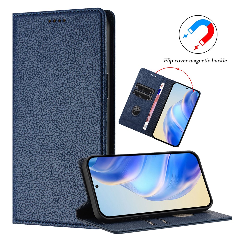  Google Pixel 10/10 Pro / 9/9 Pro Fodral RFID Litchi Läder Blå
