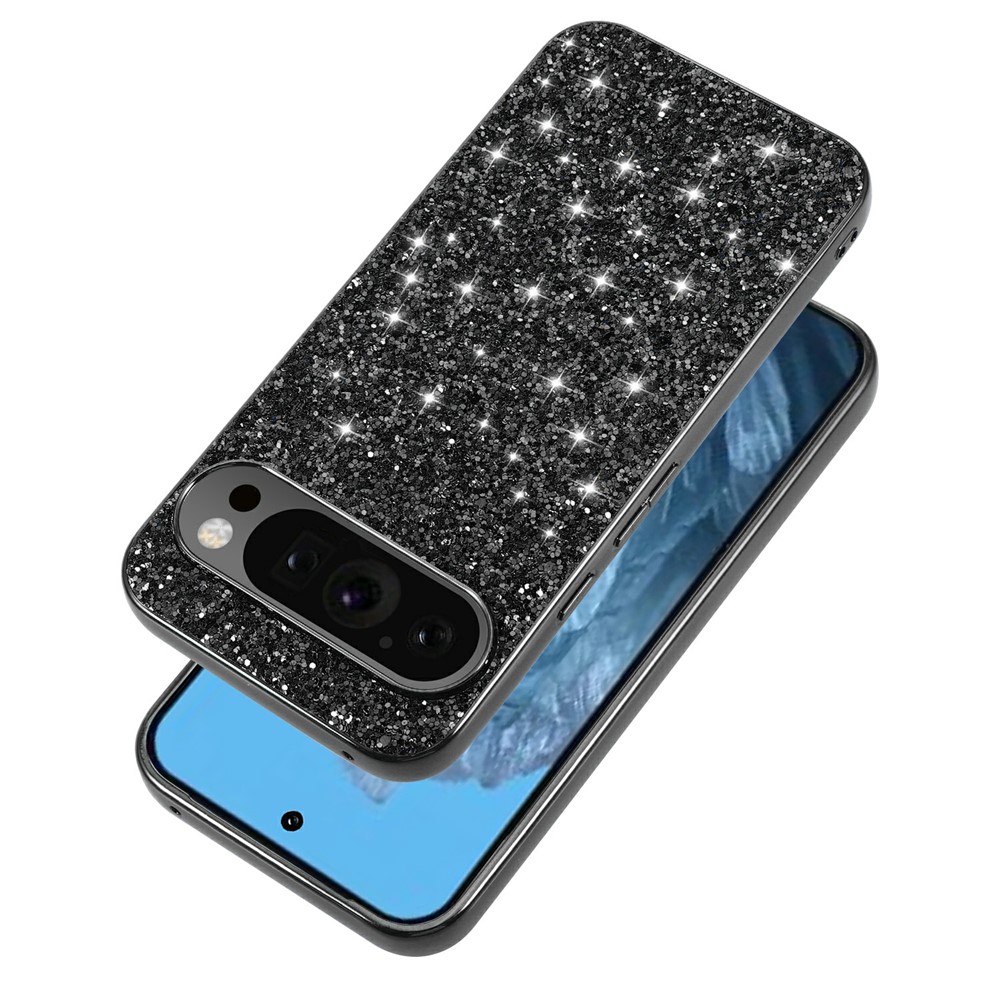  Google Pixel 10 / 10 Pro Skal Glitter Hybrid Svart