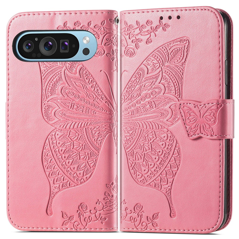  Google Pixel 10/10 Pro / 9/9 Pro Fodral Med Fjäril Tryck Rosa