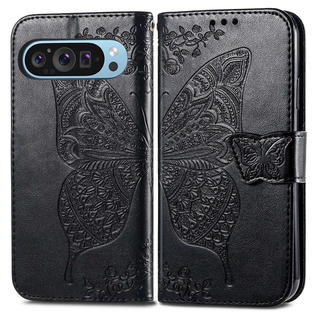  Google Pixel 10/10 Pro / 9/9 Pro Fodral Med Fjäril Tryck Svart