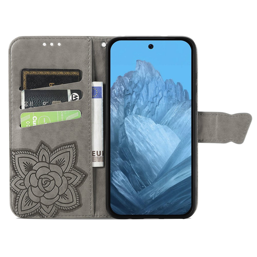  Google Pixel 10/10 Pro / 9/9 Pro Fodral Med Fjäril Tryck Grå