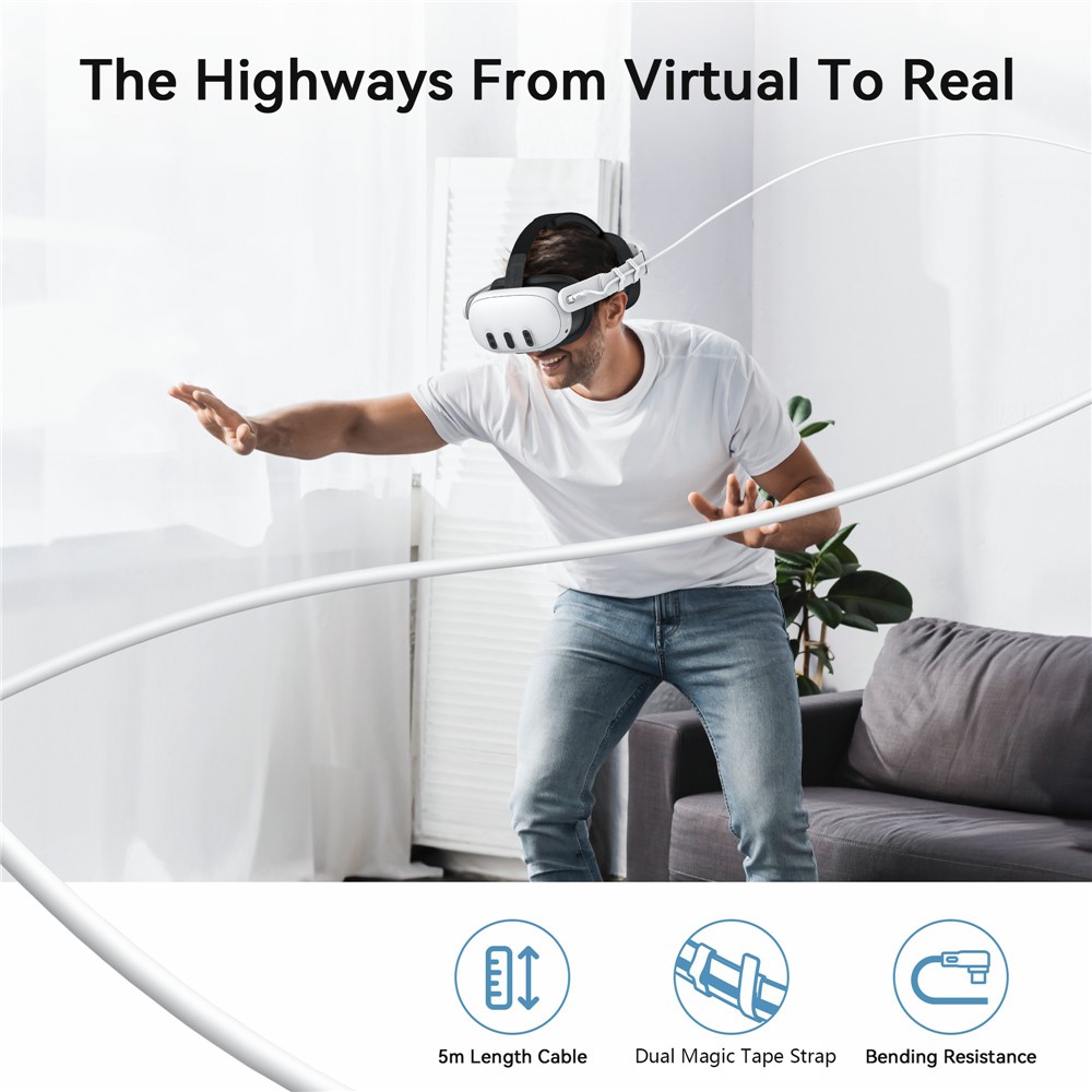 AMVR AMVR 5m Link Kabel Till VR Headset USB-C Vit