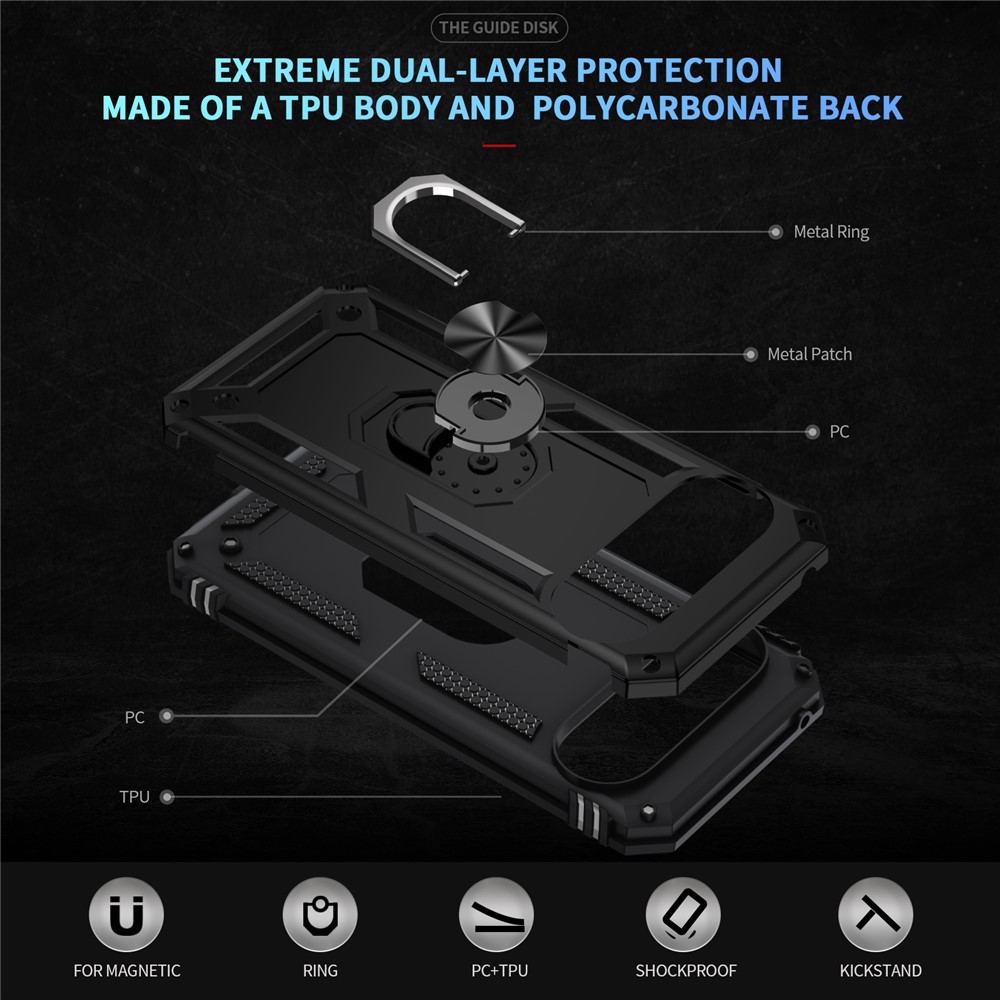  Google Pixel 10 Pro XL Skal Armor Ring Hybrid Svart