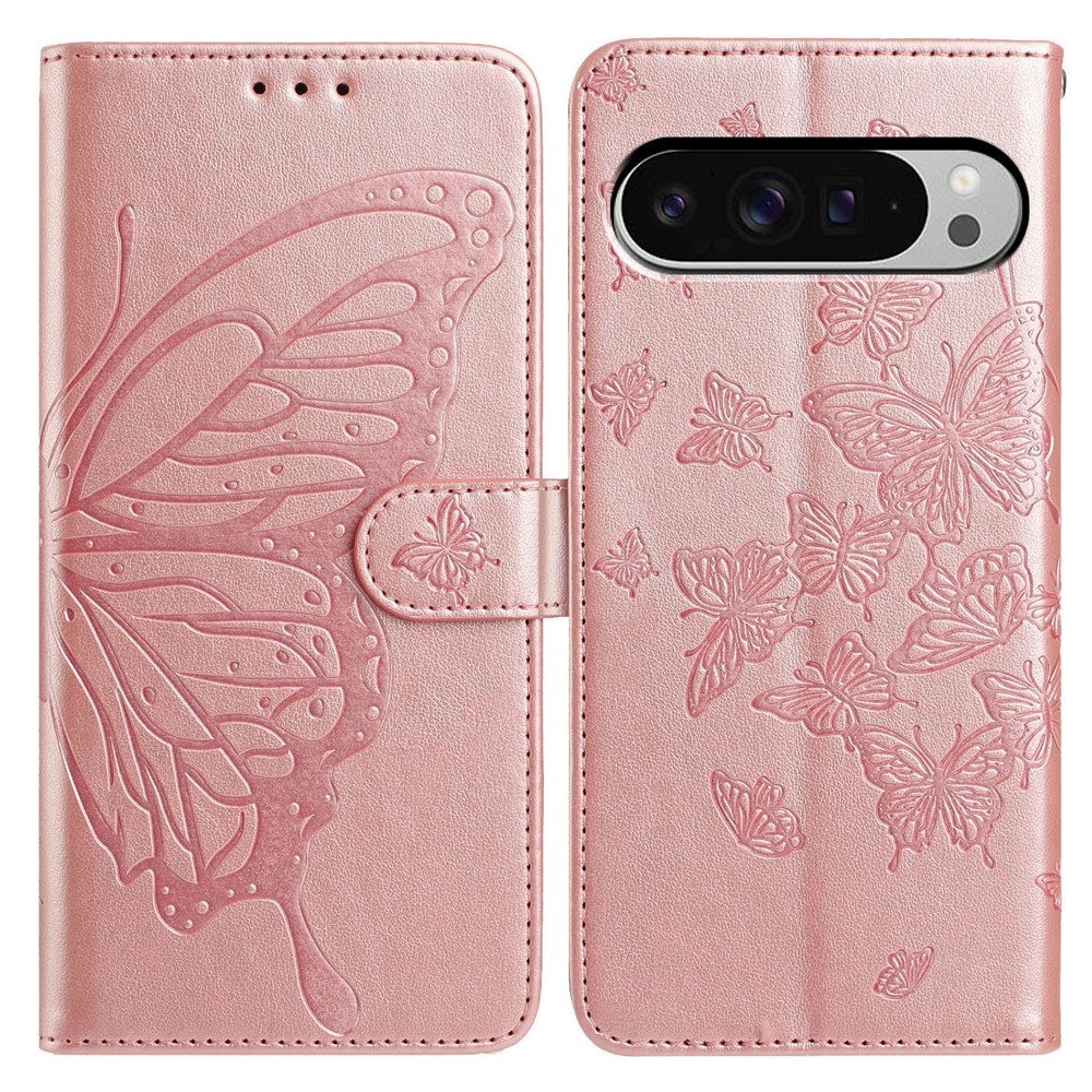  Google Pixel 10 Pro XL/ 9 Pro XL Fodral Fjäril Tryck Roséguld