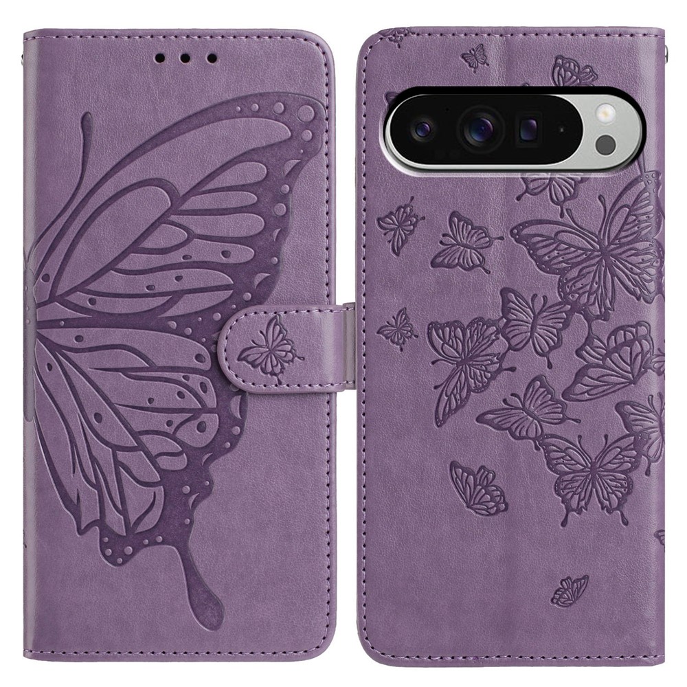  Google Pixel 10 Pro XL/ 9 Pro XL Fodral Fjäril Tryck Lila