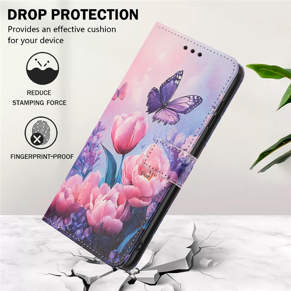  Samsung Galaxy A17 / A16 / A26 Fodral Med Tryck Rosa Blommor