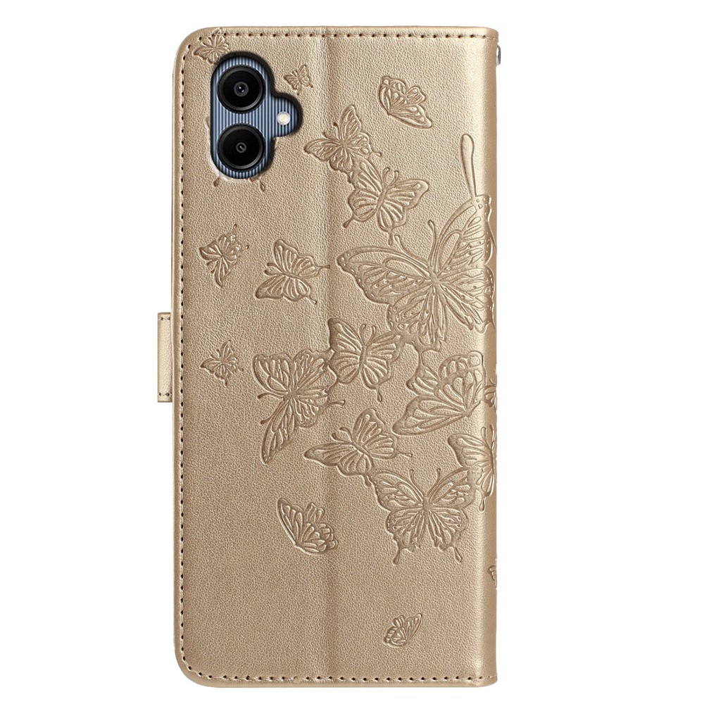  Samsung Galaxy A07 Fodral Med Fjäril Tryck Guld