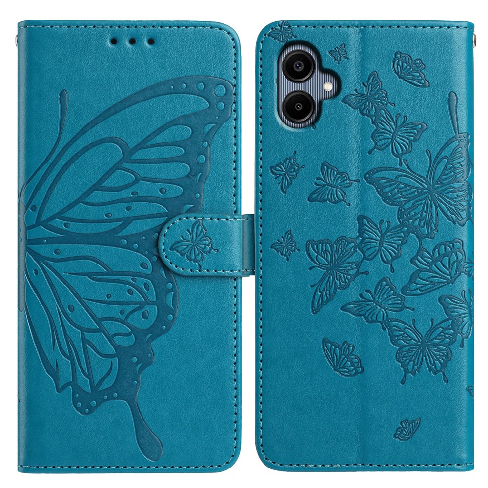  Samsung Galaxy A07 Fodral Med Fjäril Tryck Blå