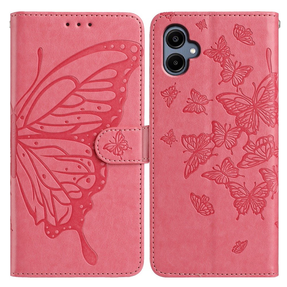  Samsung Galaxy A07 Fodral Med Fjäril Tryck Rosa