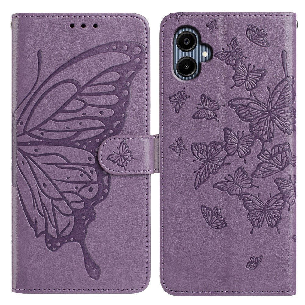  Samsung Galaxy A07 Fodral Med Fjäril Tryck Lila