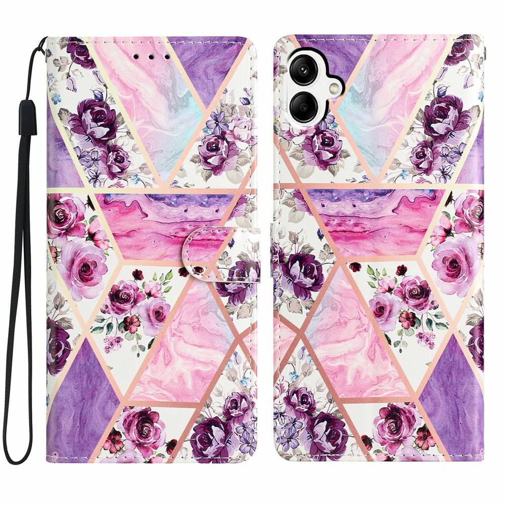  Samsung Galaxy A07 Fodral Med Tryck Lila Blommor
