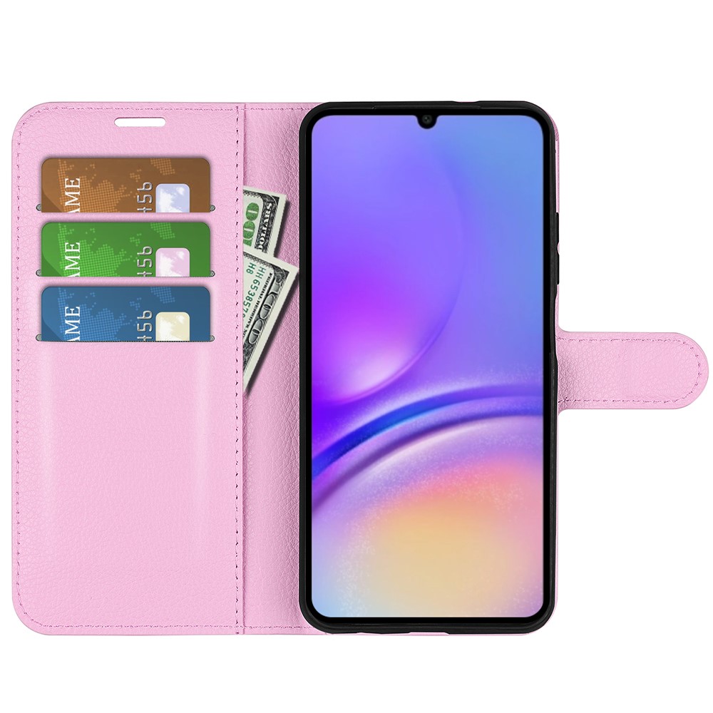  Samsung Galaxy A07 Fodral Litchi Läder Ljus Rosa