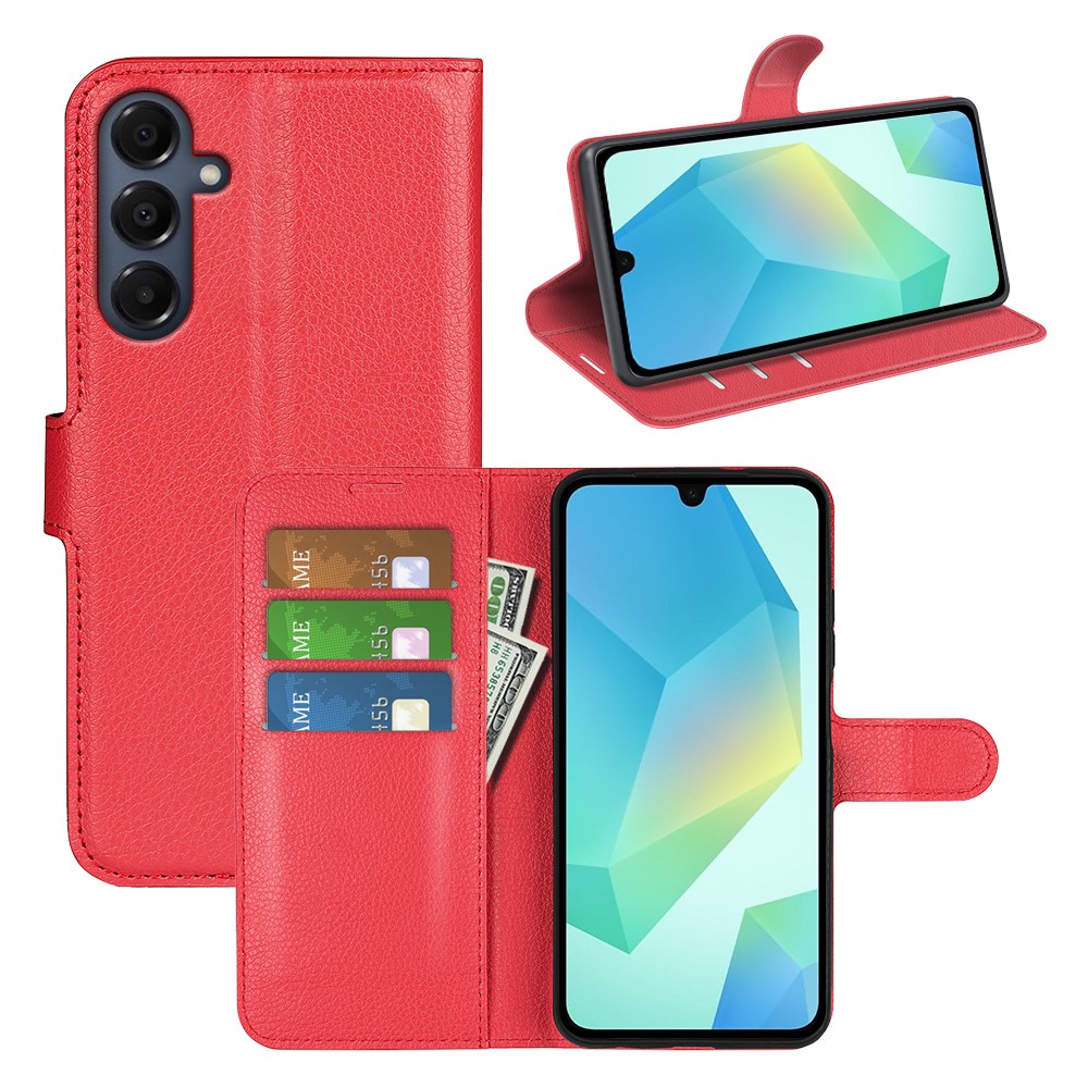  Samsung Galaxy A17 Fodral Litchi Läder Röd