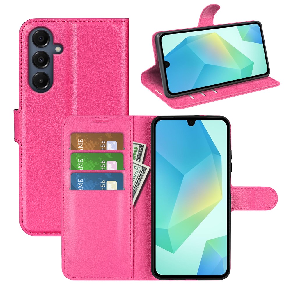  Samsung Galaxy A17 Fodral Litchi Läder Rosa