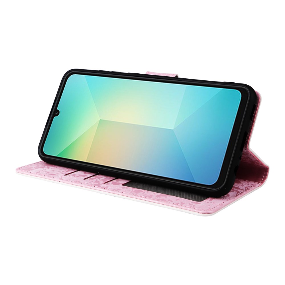  Samsung Galaxy A07 Fodral RFID Läder Rosa Blommor