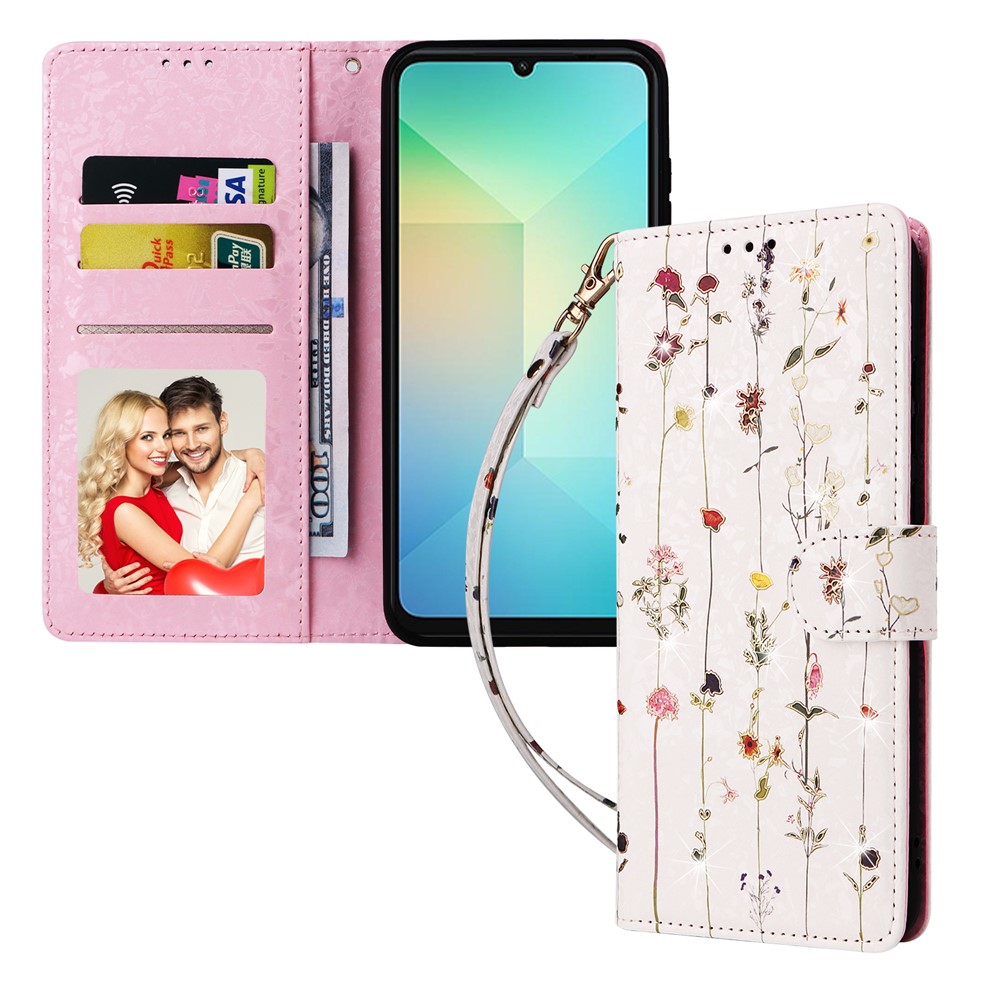  Samsung Galaxy A07 Fodral RFID Läder Små Blommor