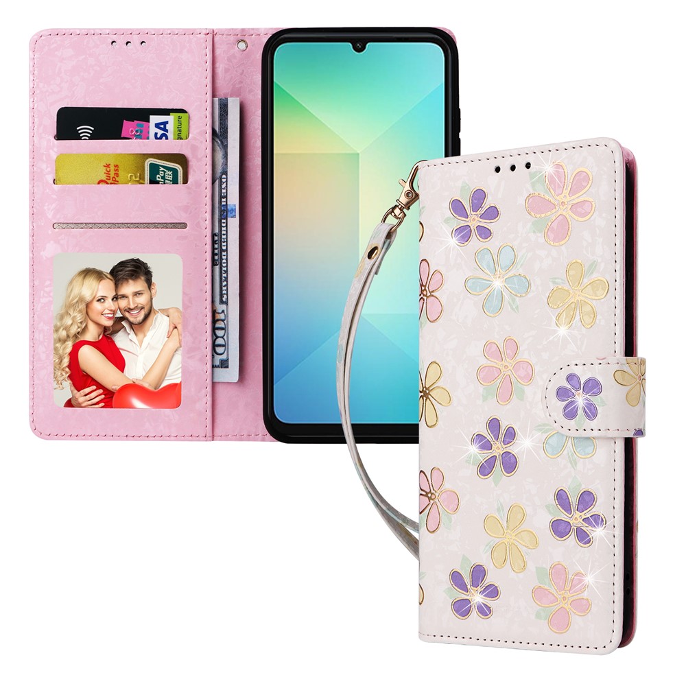  Samsung Galaxy A07 Fodral RFID Läder Färgglada Blommor