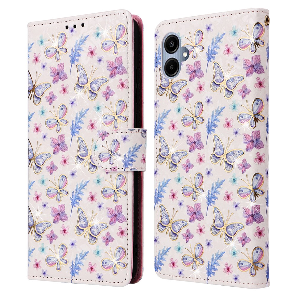  Samsung Galaxy A07 Fodral RFID Läder Fjärilar / Blommor
