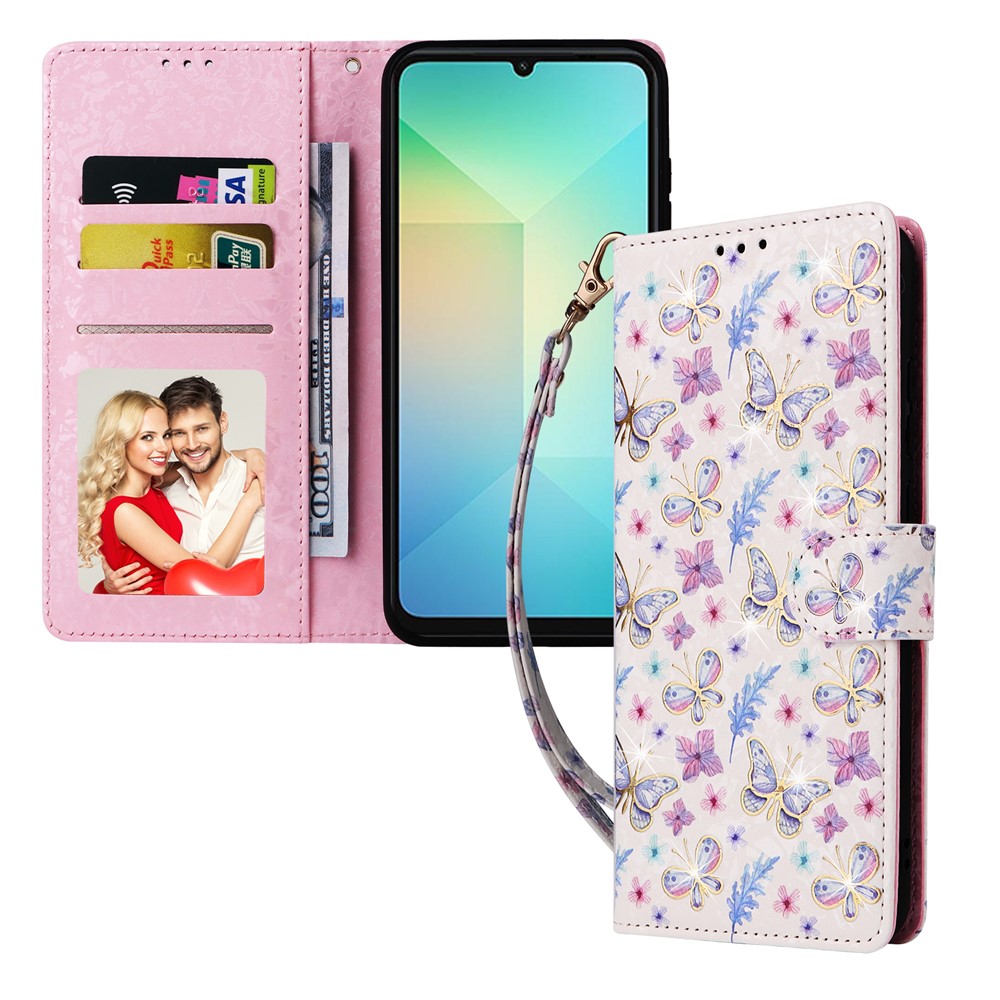  Samsung Galaxy A07 Fodral RFID Läder Fjärilar / Blommor