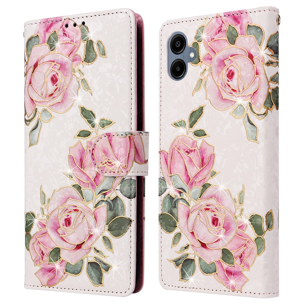  Samsung Galaxy A07 Fodral RFID Läder Rosa Blommor