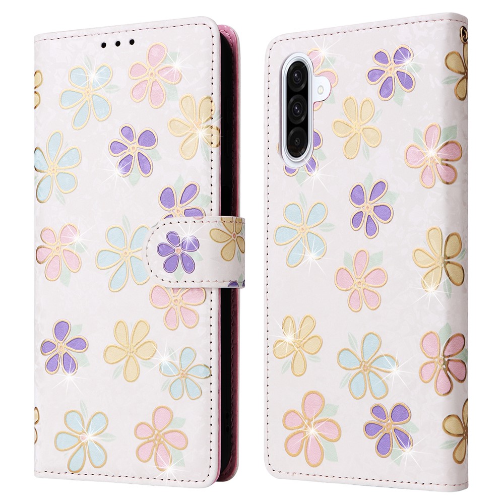  Samsung Galaxy A17 Fodral RFID Läder Färgglada Blommor