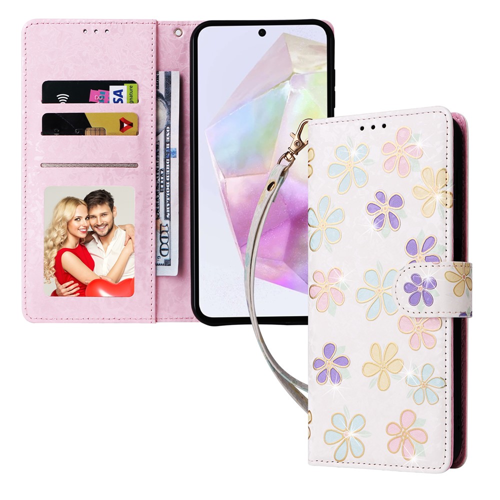  Samsung Galaxy A17 Fodral RFID Läder Färgglada Blommor