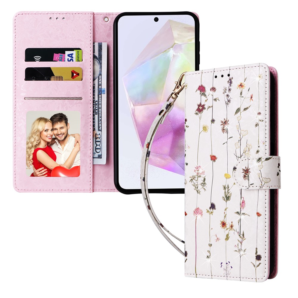  Samsung Galaxy A17 Fodral RFID Läder Små Blommor