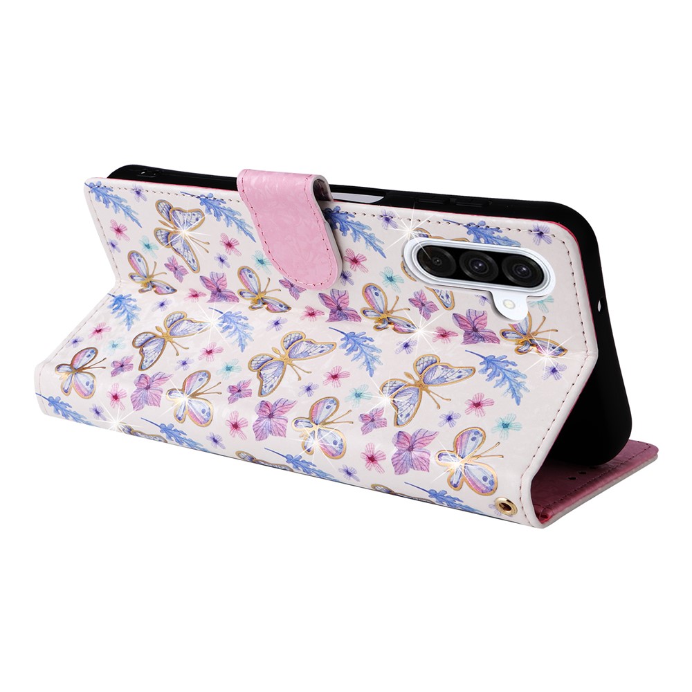  Samsung Galaxy A17 Fodral RFID Läder Fjärilar / Blommor