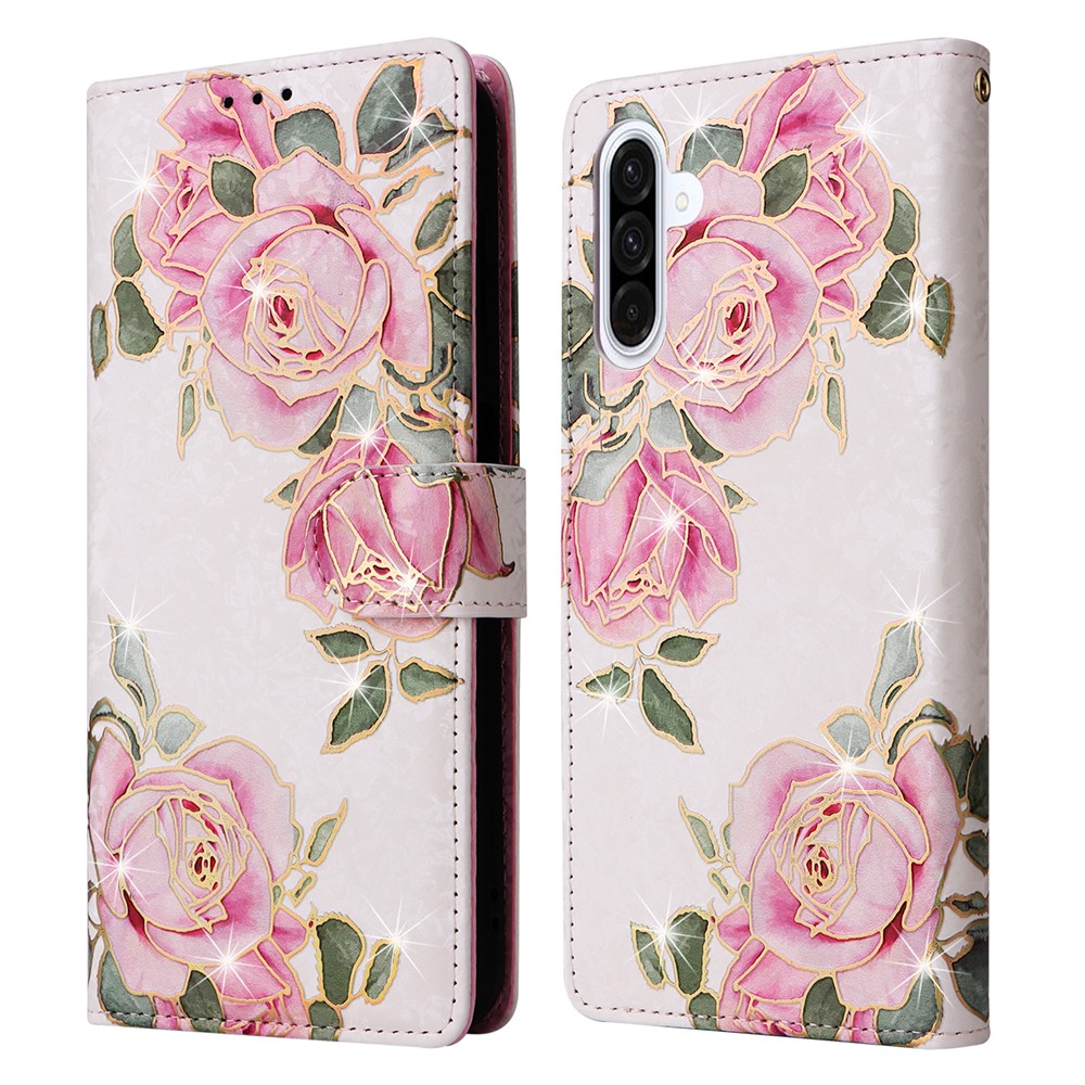  Samsung Galaxy A17 Fodral RFID Läder Rosa Blommor