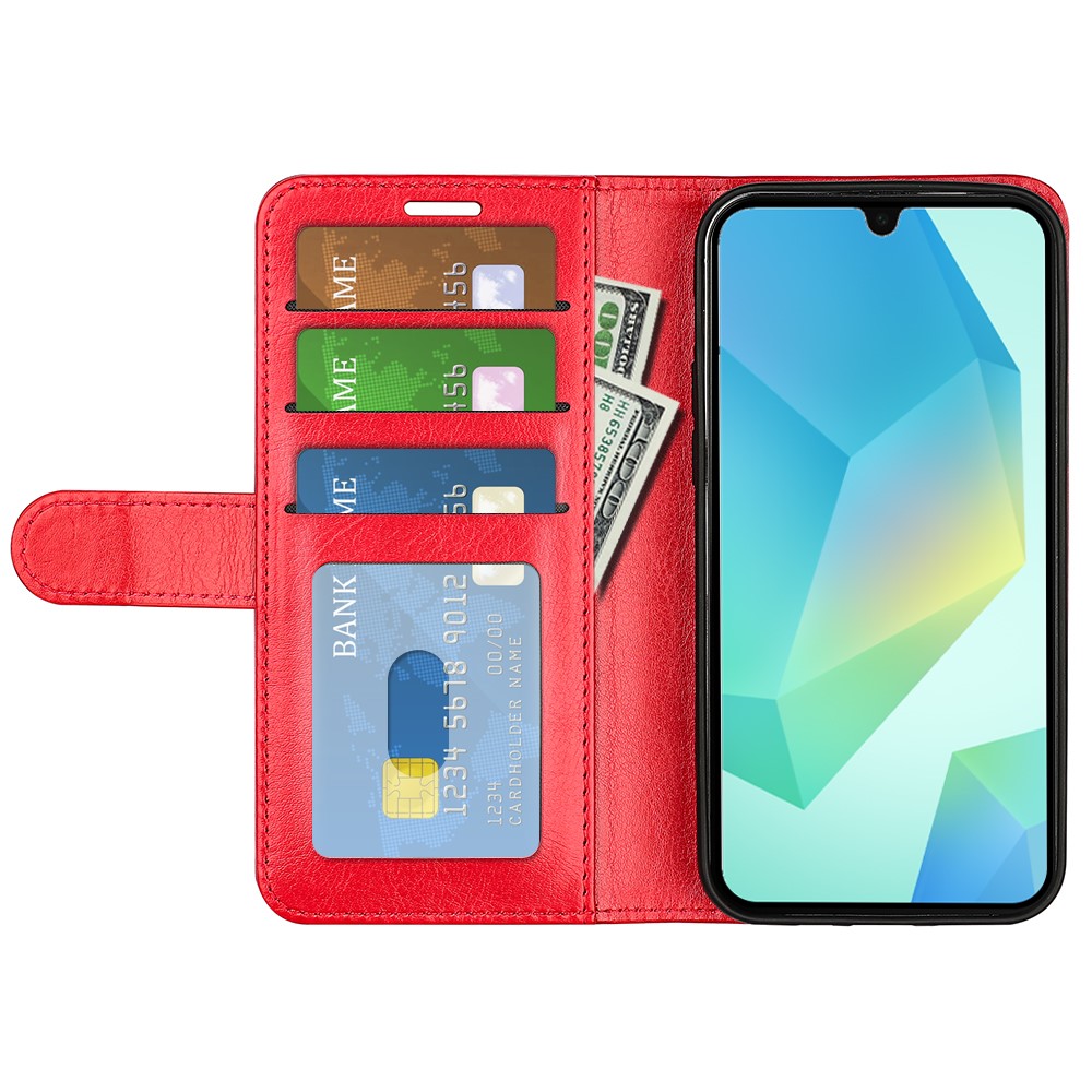  Samsung Galaxy A17 Fodral Crazy Horse Läder Röd