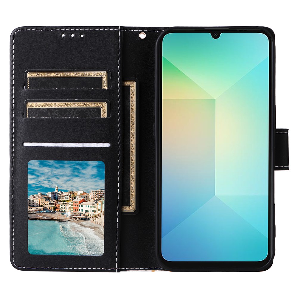  Samsung Galaxy A07 Fodral Läder Marmor Svart