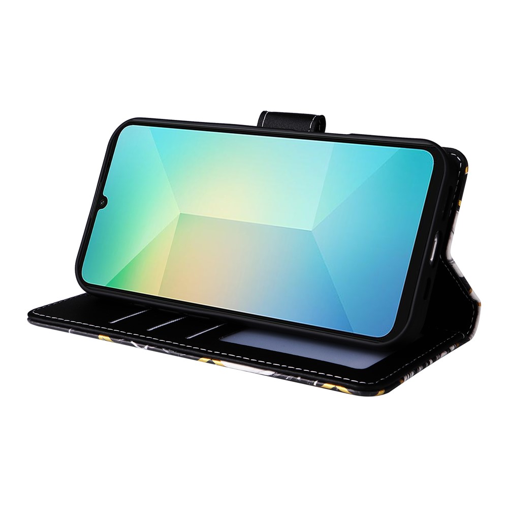  Samsung Galaxy A07 Fodral Läder Marmor Svart