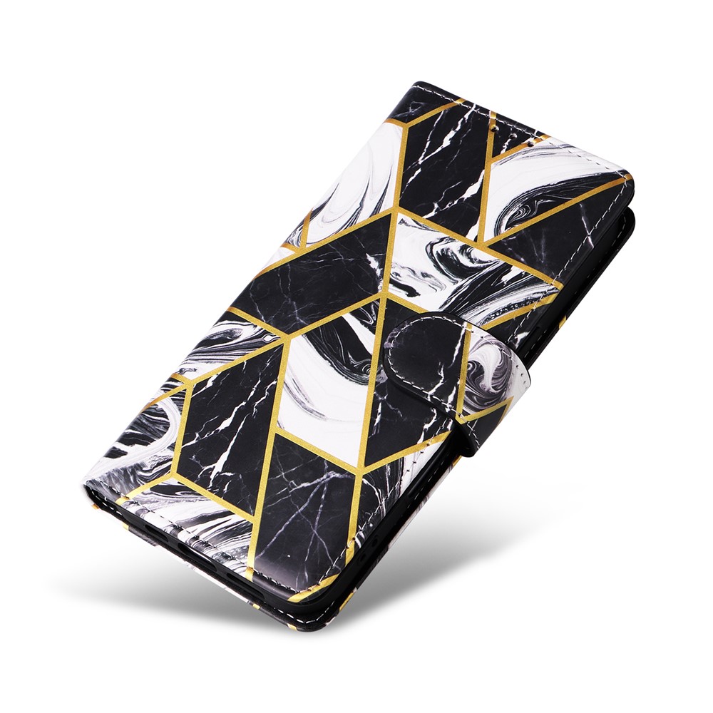  Samsung Galaxy A07 Fodral Läder Marmor Svart