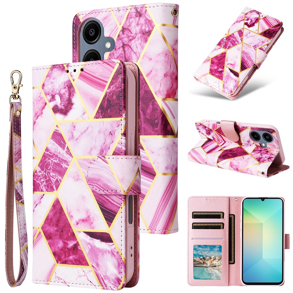  Samsung Galaxy A07 Fodral Läder Marmor Lila