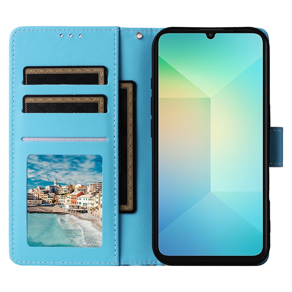  Samsung Galaxy A07 Fodral Läder Marmor Blå
