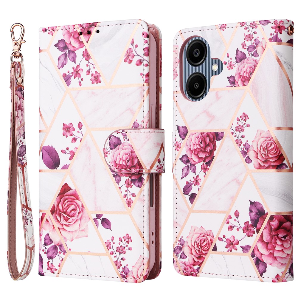  Samsung Galaxy A07 Fodral Läder Marmor Rosa