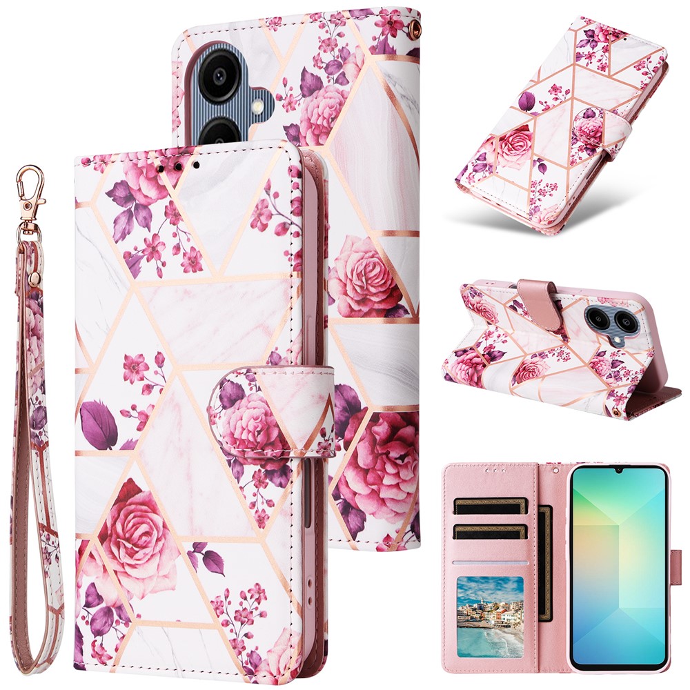  Samsung Galaxy A07 Fodral Läder Marmor Rosa