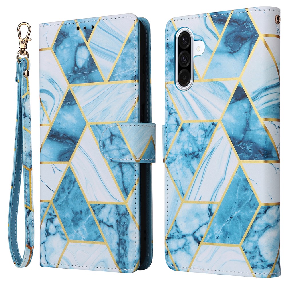  Samsung Galaxy A17 / A26 Fodral Läder Marmor Blå