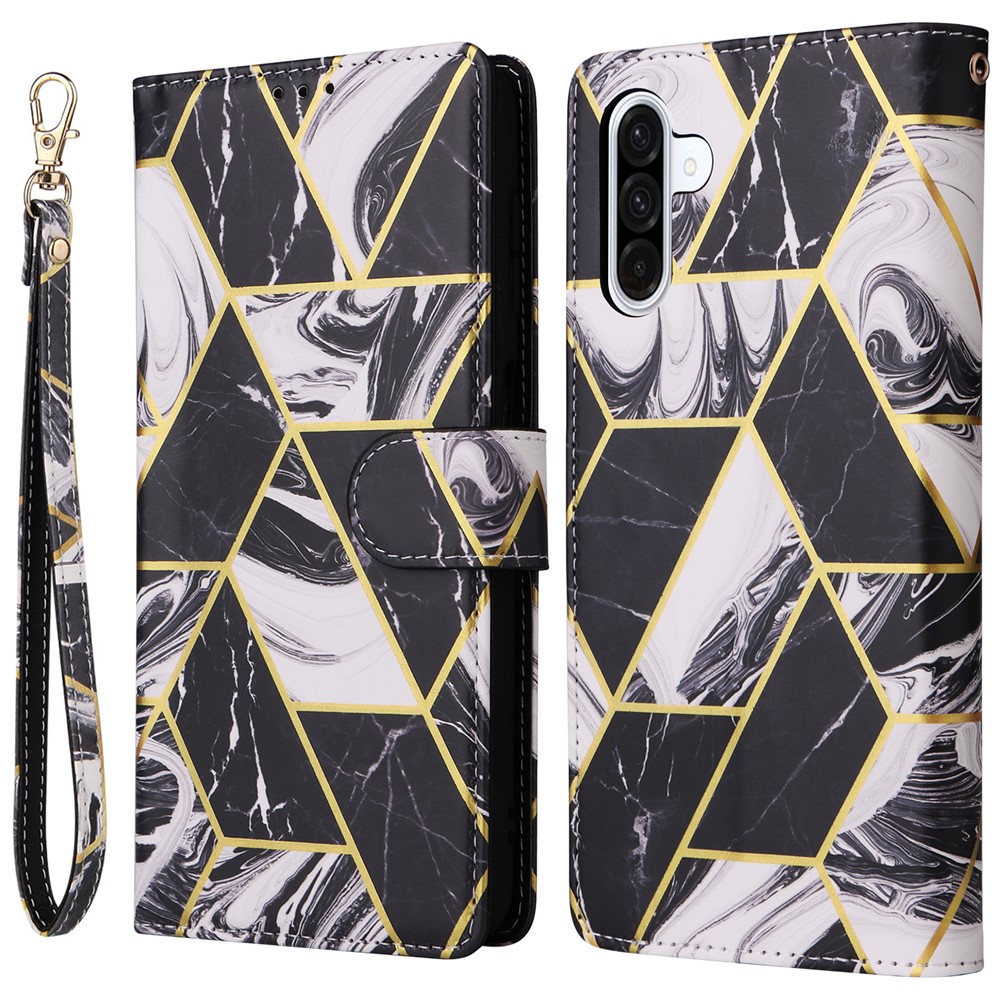  Samsung Galaxy A17 / A26 Fodral Läder Marmor Svart