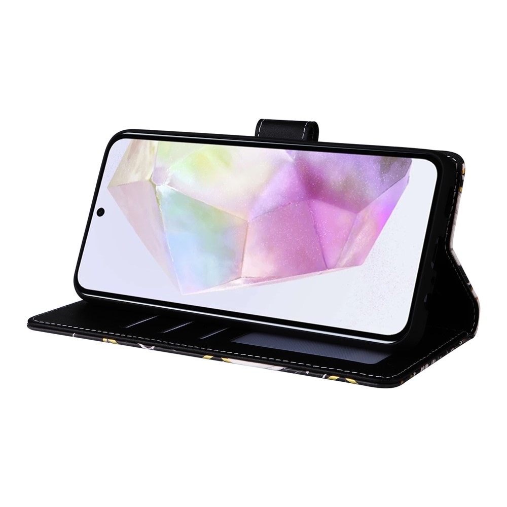  Samsung Galaxy A17 / A26 Fodral Läder Marmor Svart