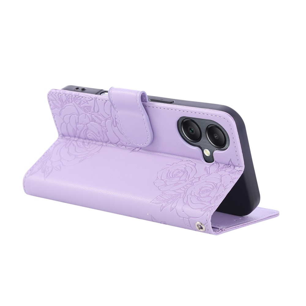  Samsung Galaxy A07 Fodral Med Tryck Blommor Lila